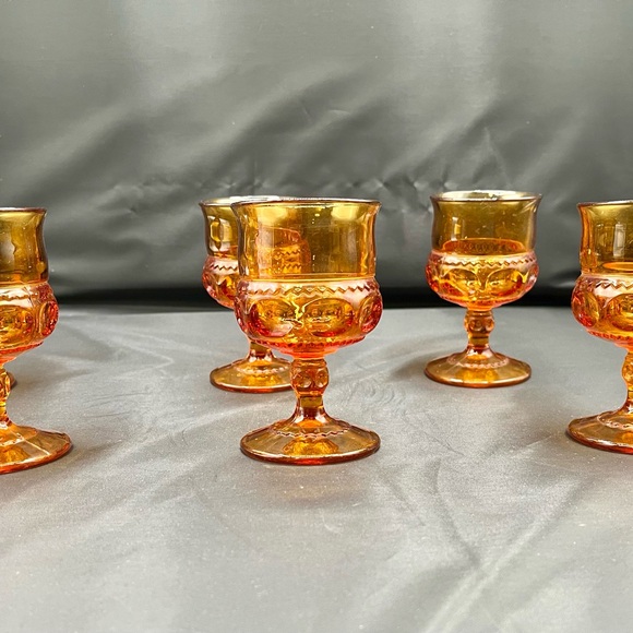 1960s Royal Amber small goblets set of 6 - Picture 9 of 12